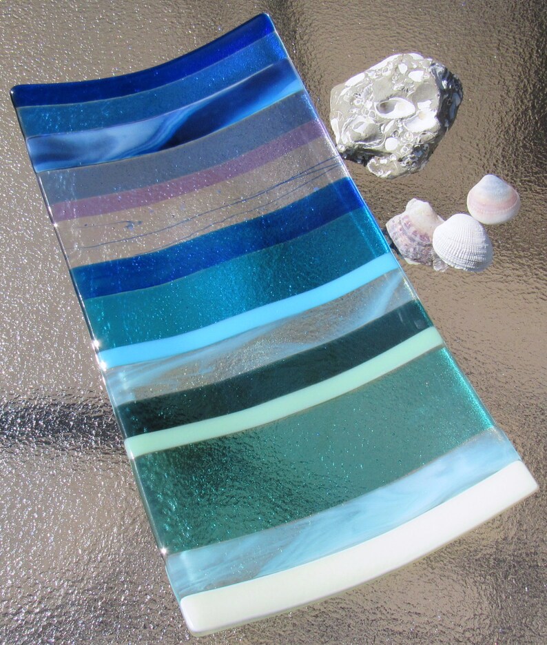 Fused Glass Beach Platter Ocean Beach Serving Tray Sea and Etsy