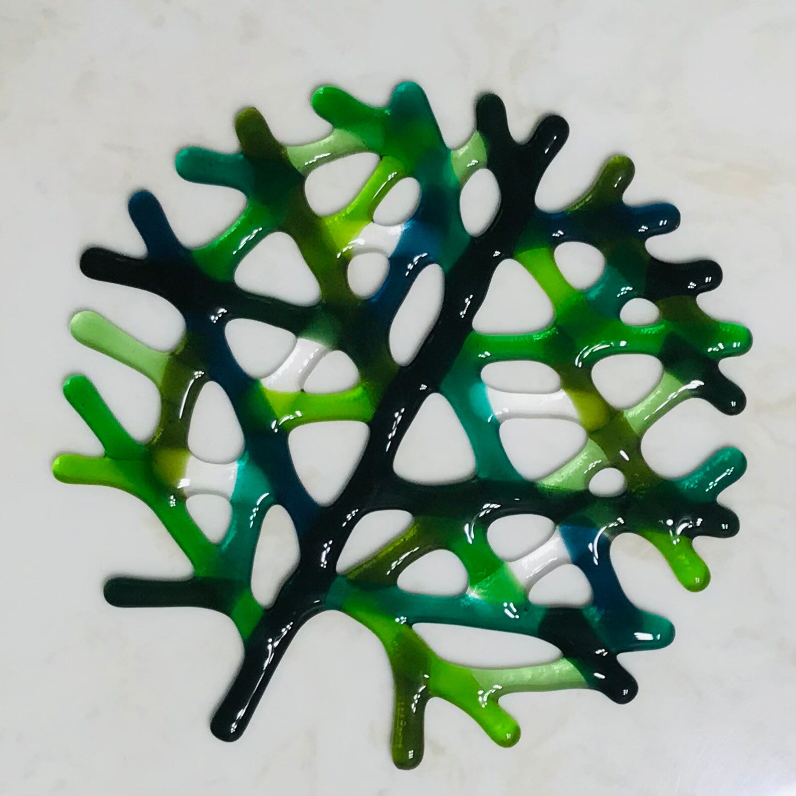 Fused Glass Coral Wall Decor Emerald Green Sea Coral Wall | Etsy