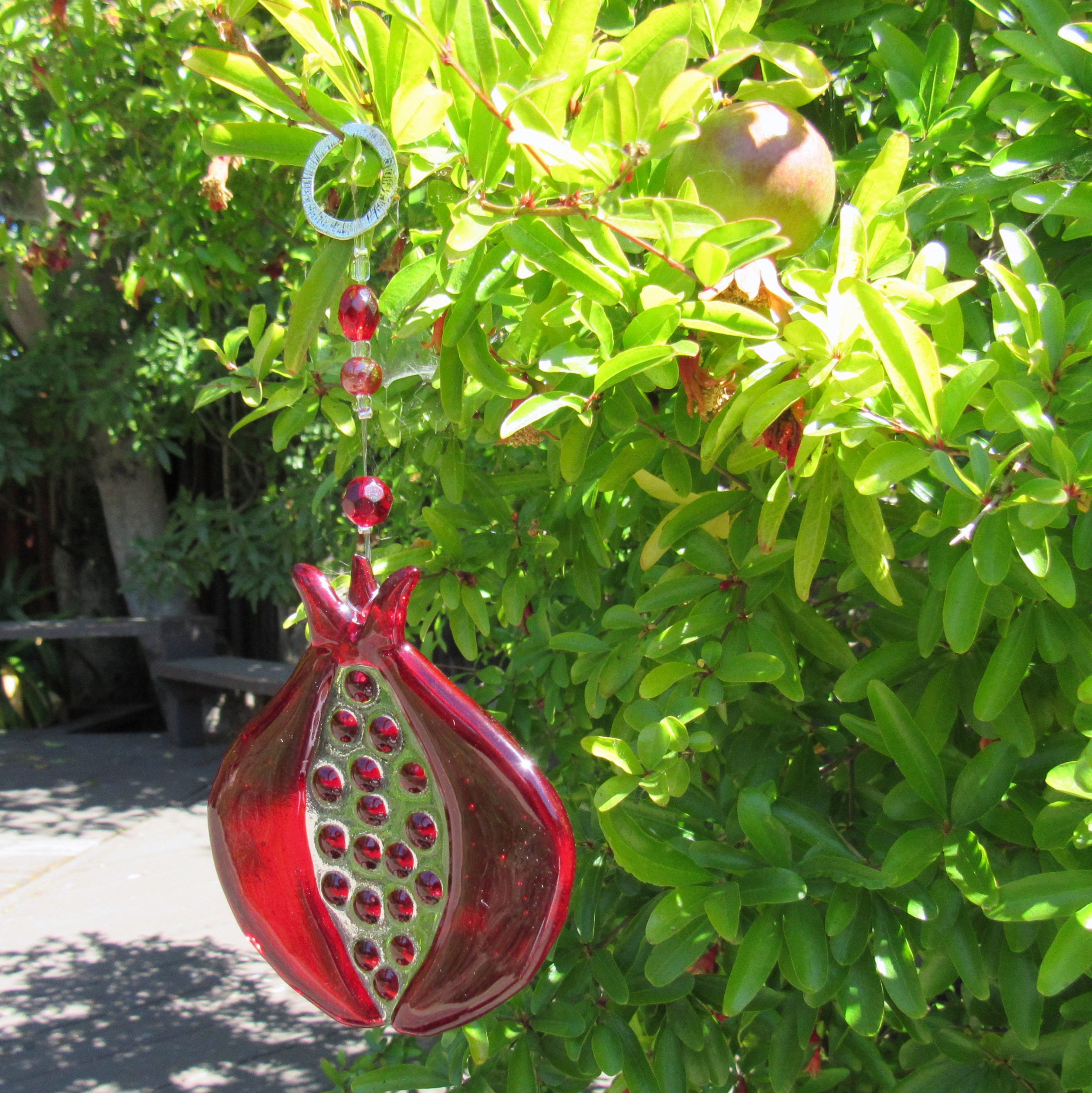 Fused Glass Pomegranate Suncatcher Red Pomegranate Rosh Etsy