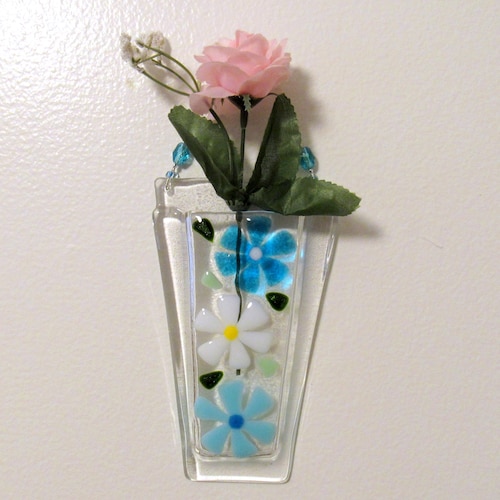Fused Glass Wall Pocket Vase Flowers Vase Blooming Branches Etsy