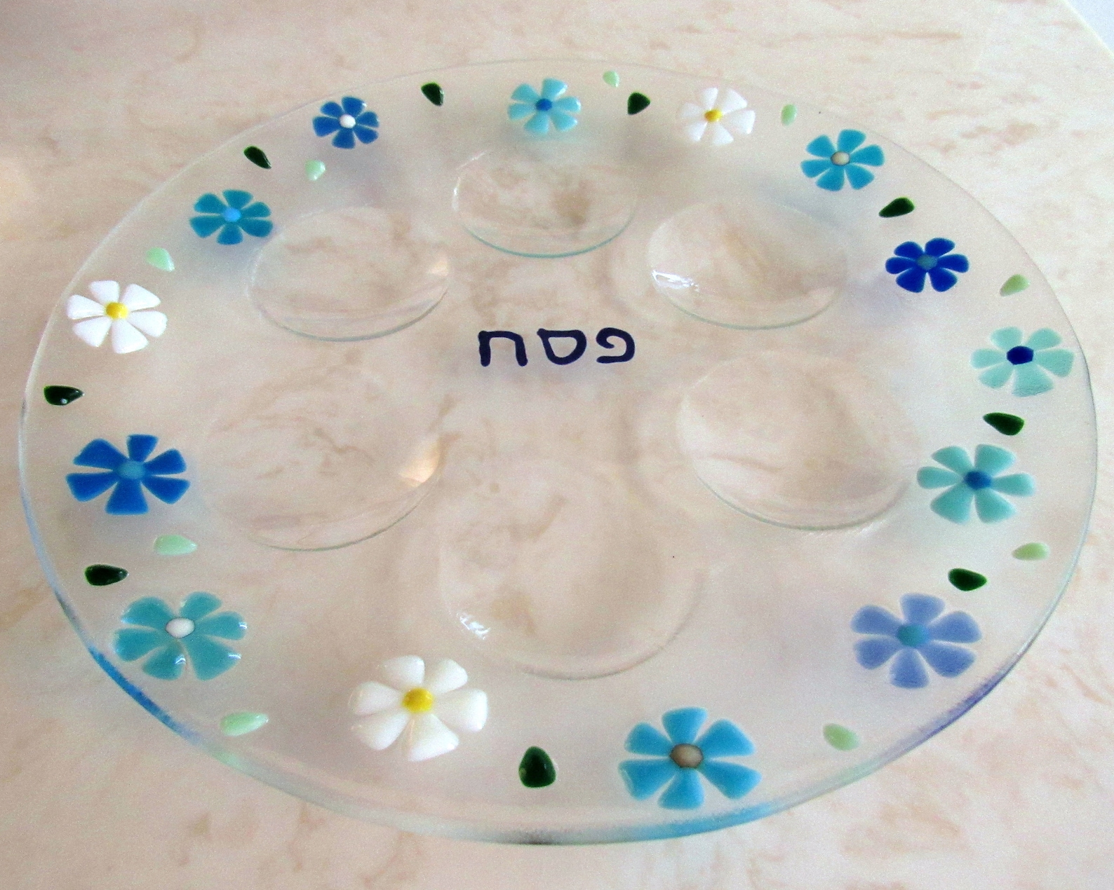 Fused Glass Seder Plate Floral Passover Platter Spring Etsy
