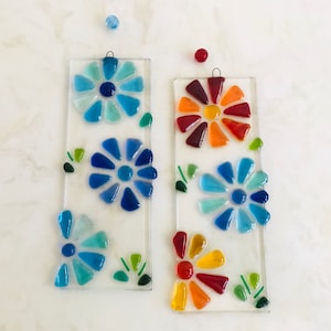 Fused Glass Flower Suncatcher, Colorful Floral Window Decor