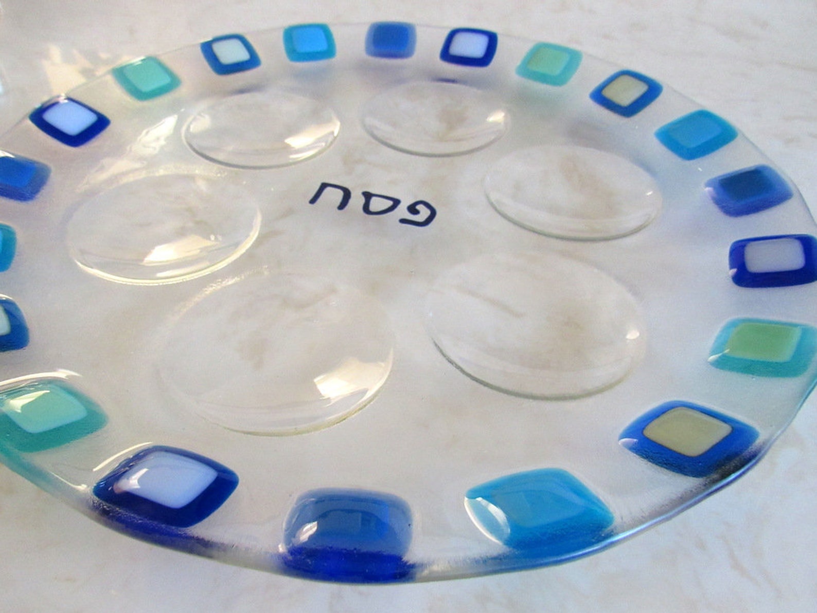 Fused Glass Seder Plate Passover Platter Spring Festival Etsy