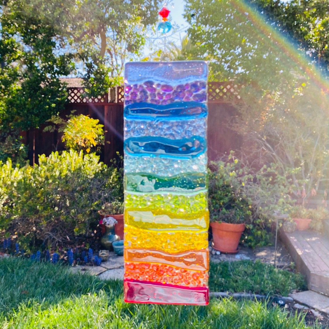 Fused Glass Rainbow Suncatcher Personalized Rainbow Bridge Etsy