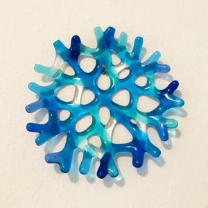 Fused Glass Coral, Coral Wall Decor, Turquoise Blue Sea Glass Jewelry Keeper, Ocean Beach Art, Beach House Decor, Wall Hanging