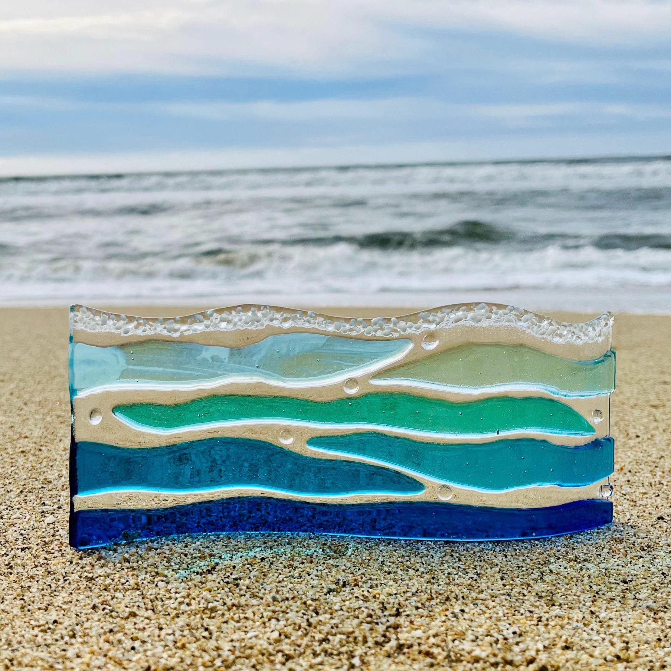 Fused Glass Ocean Wave Art, Turquoise Beach Decor - Etsy