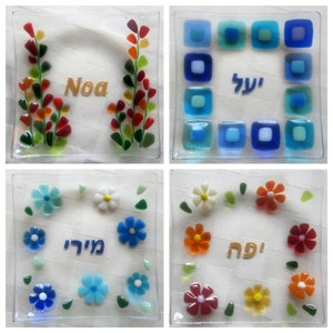 Personalized Fused Glass Plate, Jewelry Holder, Blooming Branches, Flower Soap Dish