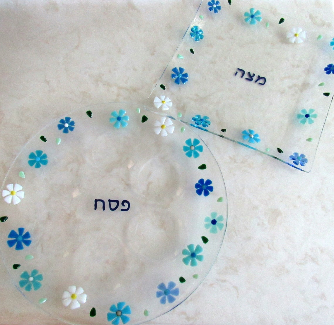 Fused Glass Seder Plate Floral Passover Platter Spring Etsy