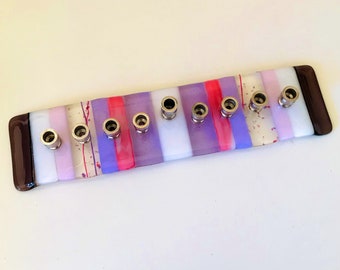 Glass Hanukkah Menorah, Fused Glass Pink and Purple Menorah, Hanukkah Gift, Bat Mitzvah Gift, Girls Menorah, Wedding Menorah