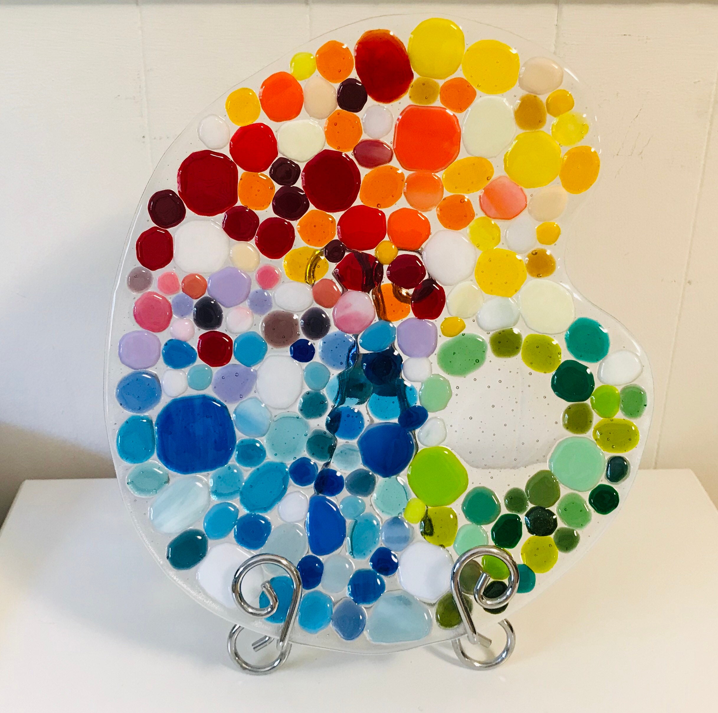 Fused Glass Art Painter's Palette Glass Paint Tray Etsy