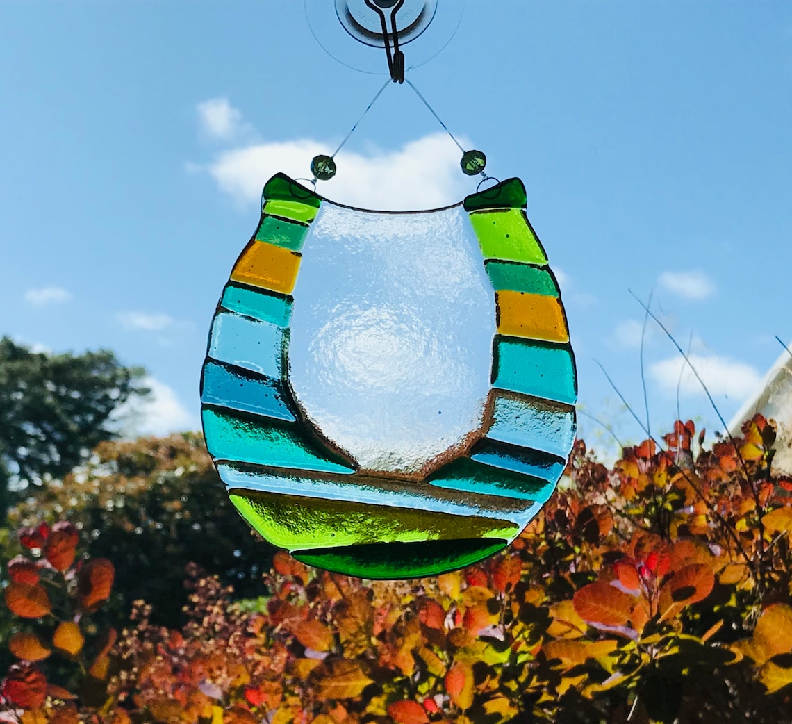 Fused Glass Horseshoe Wall Hanging Horseshoe Sun Catcher Etsy