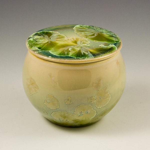 Green Crystalline Glazed Canister