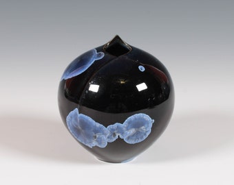 Midnight Blue Crystalline Glazed Pod Vase