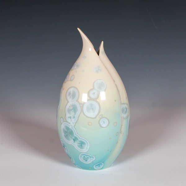 Aqua Crystalline Glazed Pod Vase