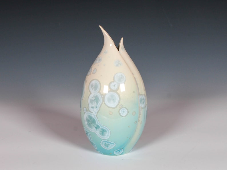 Aqua Crystalline Glazed Pod Vase image 1