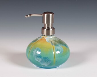 Malibu Blue Crystalline Glazed Lotion/Soap Pump