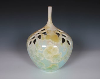 Citrus Crystalline Glazed Cutout Vase