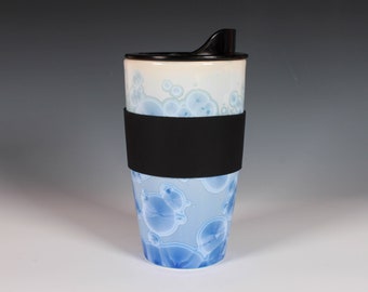 Travel Mug: Bright Blue Crystalline Glazed, 16oz
