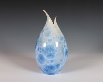 Bright Blue Crystalline Glazed Pod Vase