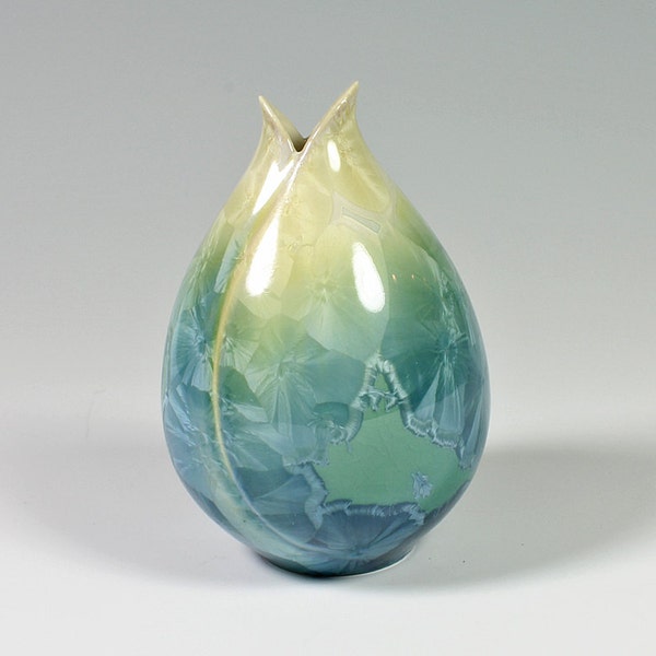 Sea Green Crystalline Glazed Pod Vase