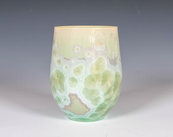 Wine Tumbler: Sage Crystalline Glaze on Porcelain