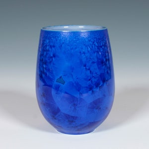 20% Off: Wine Tumbler, Cerulean Blue Crystalline Glaze on Porcelain