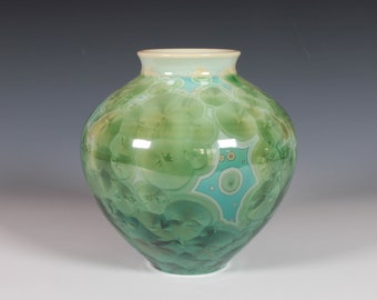 Emerald Gradient Crystalline Glazed Vase