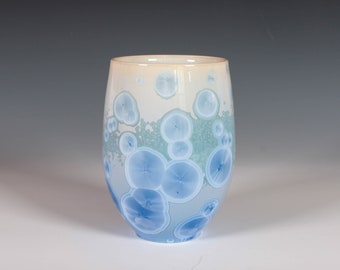 Wine Tumbler: Bright Blue Crystalline Glaze on Porcelain