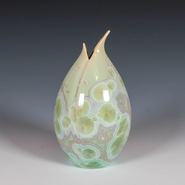 Sage Green Crystalline Glazed Pod Vase