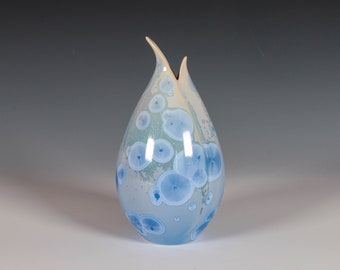 Bright Blue Crystalline Glazed Pod Vase