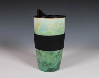 Travel Mug: Emerald Crystalline Glaze, 16oz