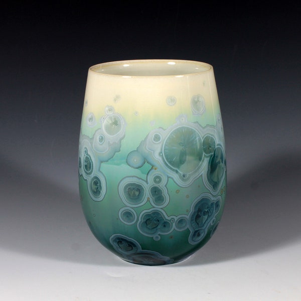 Wine Tumbler: Everglade Crystalline Glaze on Porcelain