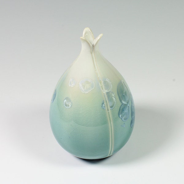 Turquoise Crystalline Glazed Pod Vase