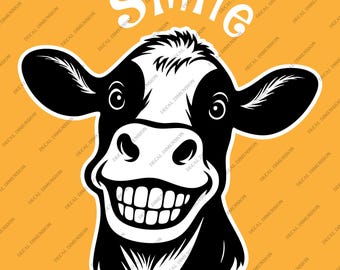 Smiling Funny Cow Car Decal – Farm Animal Sticker