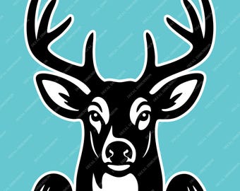 Buck Peekaboo Deer Car Decal – Vinyl Truck Window Sticker – Wildlife Decal