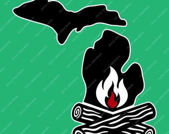 Michigan Campfire Car Decal – Lower and Upper Peninsula Bonfire Vinyl Sticker