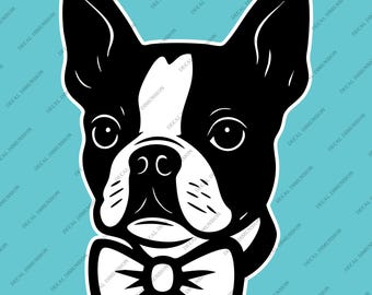 Boston Terrier Car Decal – Dapper Dog with Bow Tie