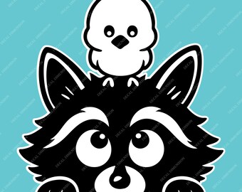 Peeking Raccoon & Baby Chick Car Decal – Cute Animal Vinyl Sticker