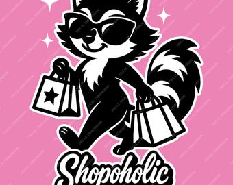 Shopoholic Raccoon Car Decal – Cute Trendy Shopping Decal