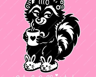 Caffeinated Raccoon Car Decal – Funny Coffee Lover Vinyl Sticker