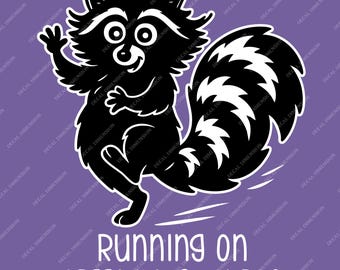 Funny Raccoon Vinyl Decal – "Running on Caffeine and Chaos”