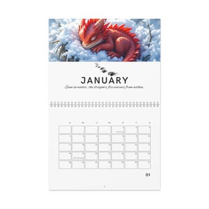 Calendrier mural Fantasy Dragon - oeuvres d&#39;art pour la décoration intérieure, cadeau pour les amateurs de Fantasy, art mural unique, calendrier 2026, oeuvre de dragon