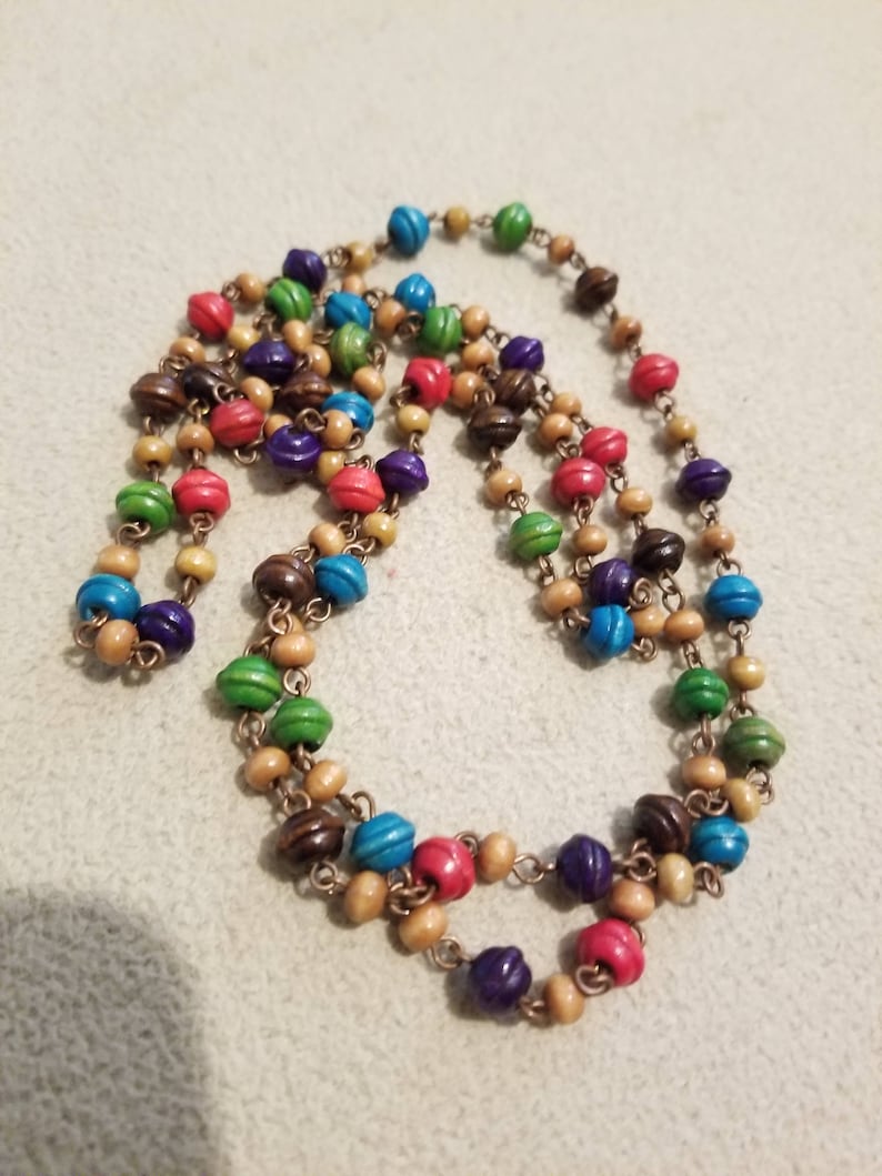 Colorful wooden necklace