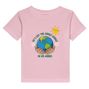Er hat die ganze Welt in seinen Händen Christian Jesus Kleinkind 100% Baumwolljersey T-Shirt