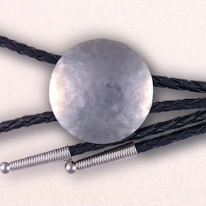 Hammered Steel Bolo Tie - Black Bolo Tie for Men, Hand Textured Bolo, Western Bolo, New Mexico Tinwork Bolo, Women&#39;s Bolo Tie, BR0038036-1