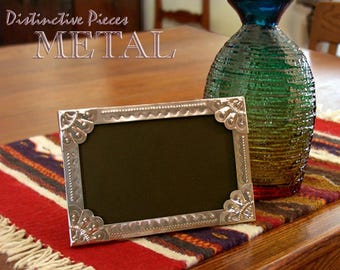 4"x6" Punched Tin Photo Frame, Dots + Scallops - Southwestern Folk Art Decor, FW0406-BB