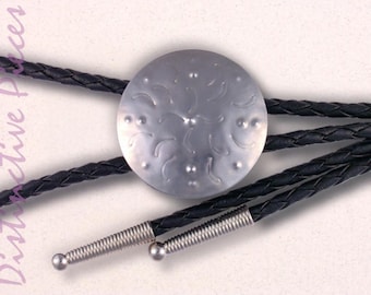 Steel Bolo Tie, Falling Leaves - NM Punched Tin Style, Unisex Western Neckwear, BR0038036-4