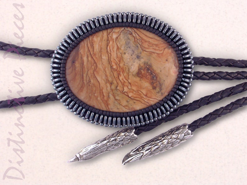 Eagle Head Tips Tall Man Bolo Picture Jasper Bolo Tie wHematine Biggs OR Jasper Western BoloTie Men or Women/'s Bolo Tie BO3852092
