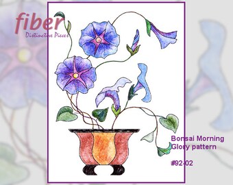 Pattern for Applique Quilt, Bonsai Morning Glory - Oriental Style Design, Wallhanging Quilt Pattern, Quilt Pattern for Hand Applique, 92-02