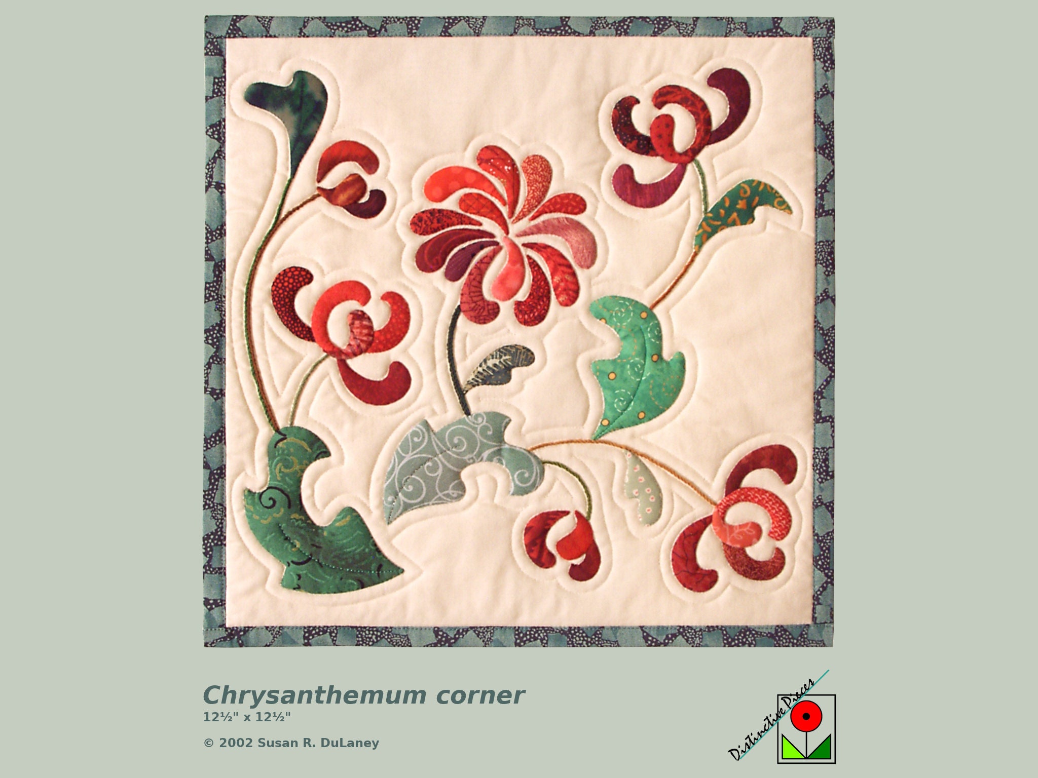 Chrysanthemum Corner Small Quilt Appliqued Quilt Wall Etsy UK